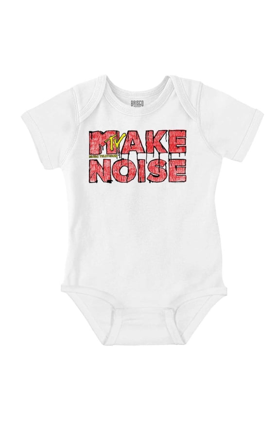 Retro Distressed MTV Logo Make Noise Romper Boys or Girls Infant Baby Brisco Brands NB