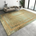 thumbnail image 1 of Retro Distressed Metal Area Rug, Golden Geometry Indoor Non Slip Large Area Rugs, Machine Washable Breathable Durable Carpet For Living Room Bedroom Dining Room Farmhouse 5x7ft, 1 of 6