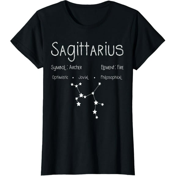 Retro Distressed Sagittarius Symbol Zodiac Sign Birthday T-ShirtMen's and women's gift, black and white T-shirt, size: Extra large S-4XL
