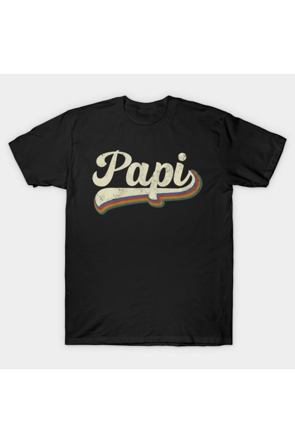 Retro Distressed Vintage Papi Family Fatherhood Spanish Affection Slogan Type Unisex T-Shirt, up to size 3XL.