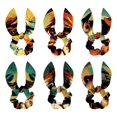 Retro Dog 6Piece Polyester Hair Rings Set with Detachable Rabbit Ears