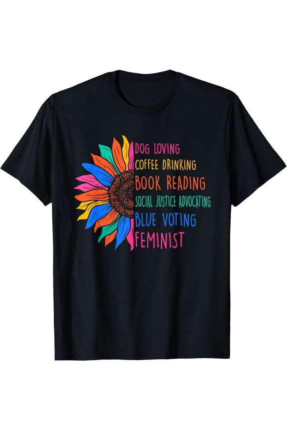 Retro Dog Loving Coffee Drinking Book Reading Social Justice T-Shirt