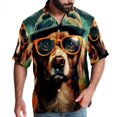 thumbnail image 1 of Retro Dog Men's Hawaiian Printed Short Sleeve Button Down Casual Beach Shirt's, Unisex, 1 of 6