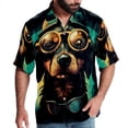 thumbnail image 1 of Retro Dog Men's Printed Button Down Short Sleeve Casual Summer Beach Shirt - Unisex, 1 of 6