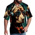 thumbnail image 1 of Retro Dog Men's Short Sleeve Button Down Hawaiian Beach Printed Casual Shirts, 1 of 6