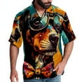 thumbnail image 1 of Retro Dog Men's Short Sleeve Poplin Shirt, Casual Printed Button Down Summer Beach Shirt - Unisex, 1 of 6