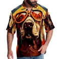 thumbnail image 1 of Retro Dog Men's Short Sleeve Spread Collar Button Down Beach Print Casual Shirts, 1 of 6
