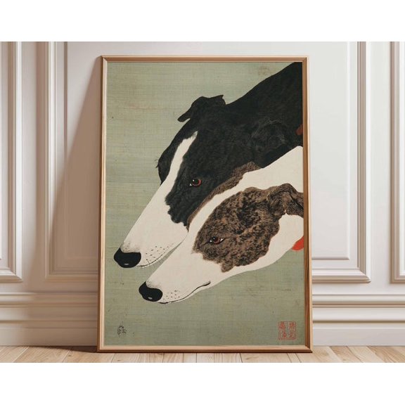 Retro Dog Vintage Greyhound Classic Dog Racing Dog Retro Pet Wall Art Print, Unframed Paper Poster 24x36in