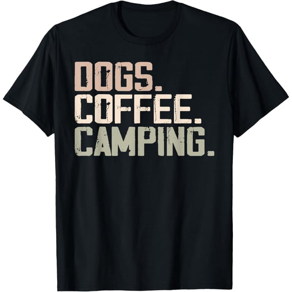Retro Dogs Coffee Camping Funny Campers T-Shirt