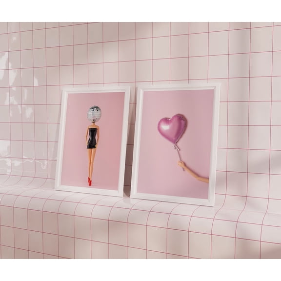 Retro Doll Poster, Girly Wall Art, Preppy Poster, Y2K Aesthetic Poster, Altered Art, Pink Aesthetics, Dorm Room Wall Decor Printed Poster, Poster Only
