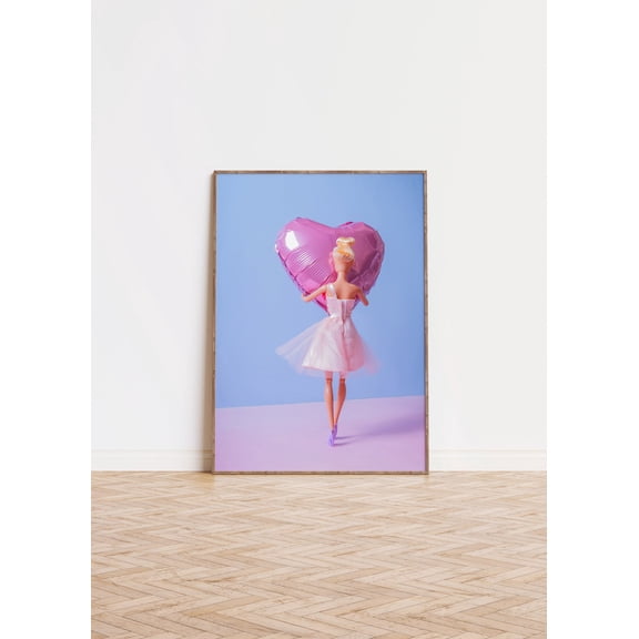 Retro Doll Poster, Heart Balloon Poster, Girly Wall Art, Preppy Poster, Y2K Aesthetic Poster, Altered Art, Pink Poster, Dorm Room Wall Decor, Unframed Poster Size 8x12 F03.1.14l2021