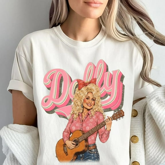 Retro Dolly Shirt Pink Cowgirl Graphic Tee, Country Music Shirt, Western Shirt for Women, Dolly Gift