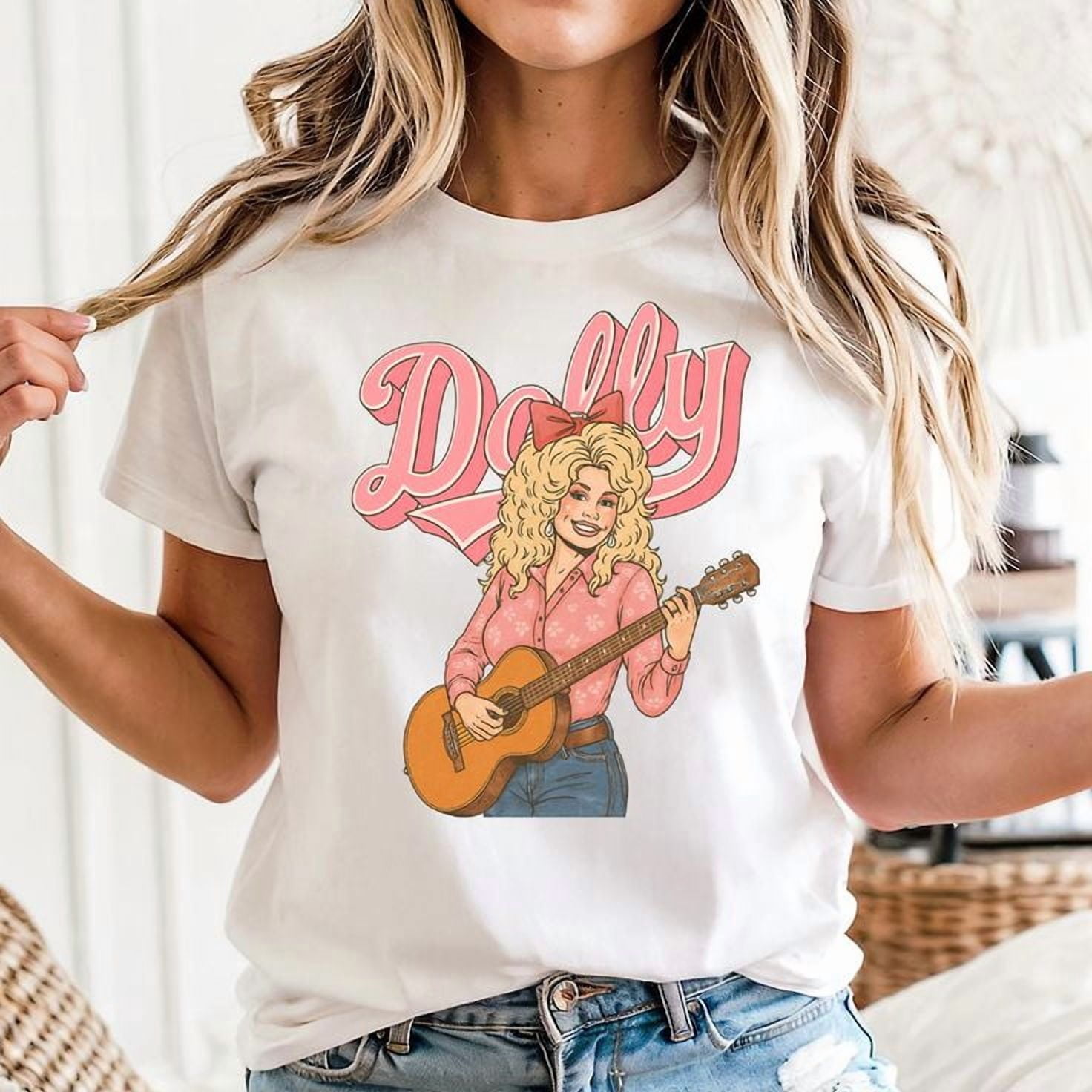 Retro Dolly Shirt Pink Cowgirl Unisex Shirt, Sizes S-5XL - Gategoo