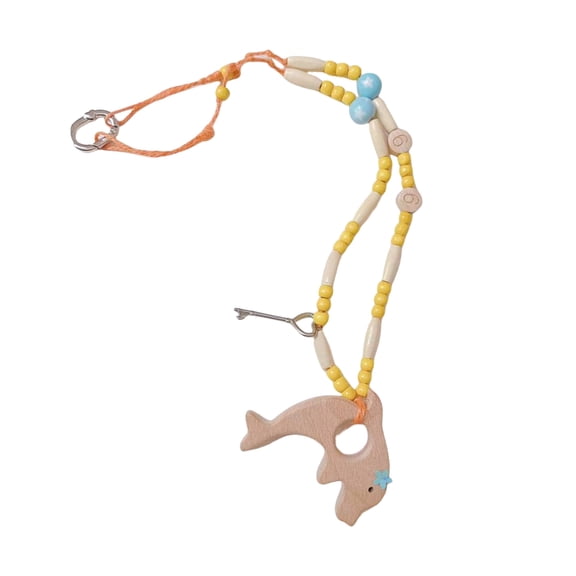 Retro Dolphin Pendant Beaded Necklace Lightweight Handcrafted Clavicle Chain Jewelry For Beach Parties