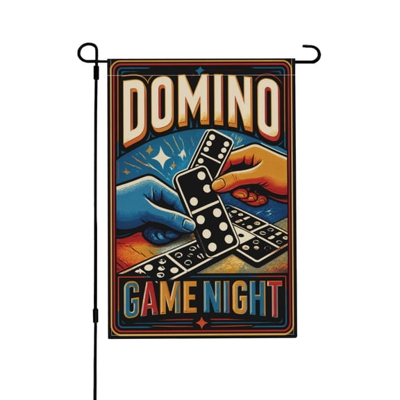 Retro Domino Game Night Garden Flag for Yard Outdoor Decor Vintage Board Games Design 12x18 in