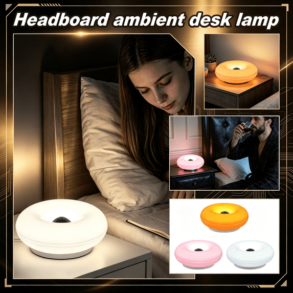 Retro Donut‑Shaped Rechargeable Lamp, 2‑in‑1 Cordless Table & Wall‑Mount Touch Dimmable Ambient Light for Funky Aesthetic Bedroom Dorm Room Decor(Orange#2)