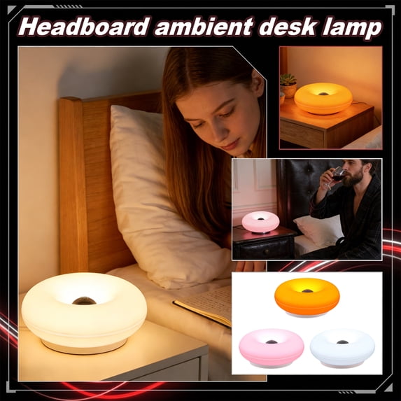 Retro Donut‑Shaped Rechargeable Lamp, 2‑in‑1 Cordless Table & Wall‑Mount Touch Dimmable Ambient Light for Funky Aesthetic Bedroom Dorm Room Decor(White#1)