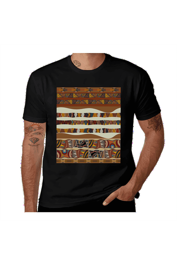 Retro Doodle Circles-Burnt Orange-Multicolor- Casual Streetwea Everyday Tshirt Comfortable Wear tee shirt