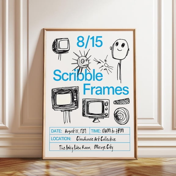 Retro Doodle Scribble Frames Wall Art Print
