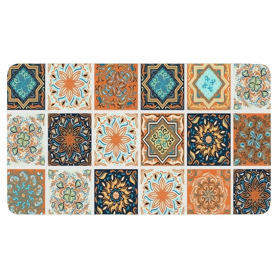 Retro Door Mat, 17 X 30 Inch Bohemian Geometric Patterns (4) Welcome Doormat Decorative Home Floor Mat, Non Slip Rubber Back and Strong Water Absorption for Outdoor Indoor Entrance Decor