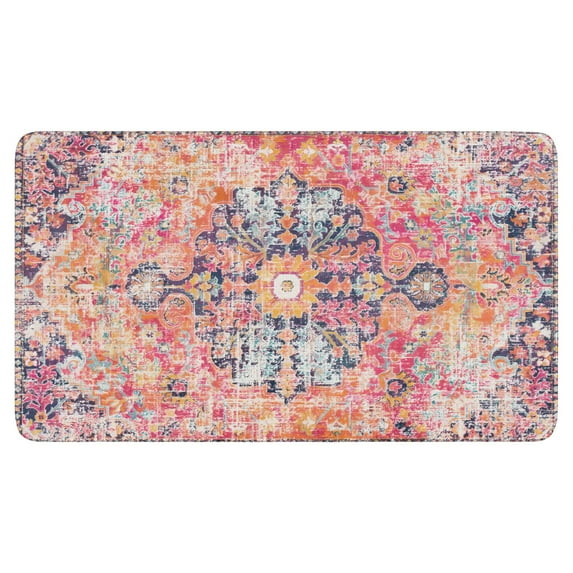 Retro Door Mat, 17 X 30 Inch Bohemian Light Pink Ethnic Rug Welcome Doormat Decorative Home Floor Mat, Non Slip Rubber Back and Strong Water Absorption for Outdoor Indoor Entrance Decor