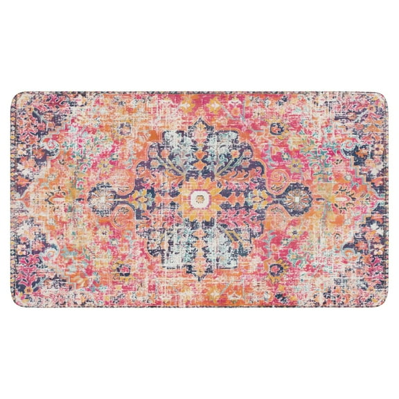 Retro Door Mat, 17 X 30 Inch Bohemian Light Pink Ethnic Rug Welcome Doormat Decorative Home Floor Mat, Non Slip Rubber Back and Strong Water Absorption for Outdoor Indoor Entrance Decor