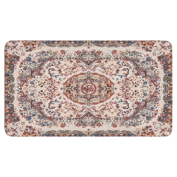 Retro Door Mat, 17 X 30 Inch Bohemian Vintage Pink Carpet Welcome Doormat Decorative Home Floor Mat, Non Slip Rubber Back and Strong Water Absorption for Outdoor Indoor Entrance Decor
