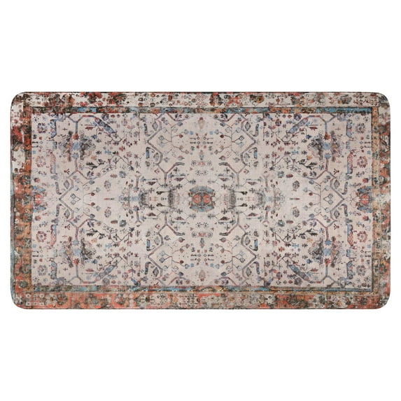 Retro Door Mat, 17 X 30 Inch Bohemian Vintage Pink Carpet Welcome Doormat Decorative Home Floor Mat, Non Slip Rubber Back and Strong Water Absorption for Outdoor Indoor Entrance Decor