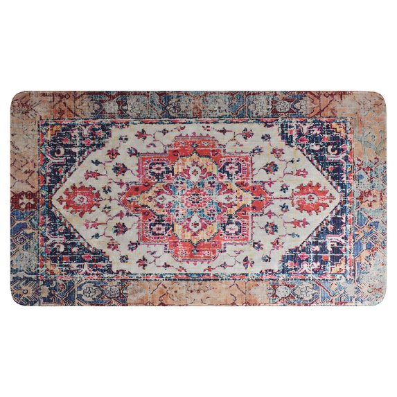 Retro Door Mat, 17 X 30 Inch Bohemian Vintage Pink Carpet Welcome Doormat Decorative Home Floor Mat, Non Slip Rubber Back and Strong Water Absorption for Outdoor Indoor Entrance Decor