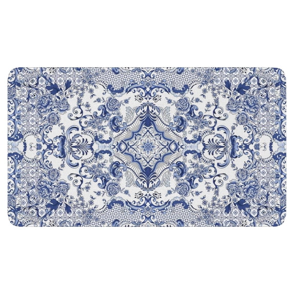 Retro Door Mat, 17 X 30 Inch Boho Floral1 Welcome Doormat Decorative Home Floor Mat, Non Slip Rubber Back and Strong Water Absorption for Outdoor Indoor Entrance Decor