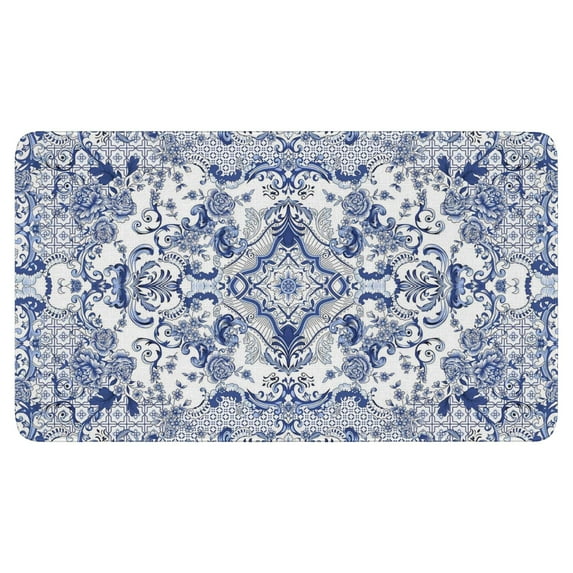 Retro Door Mat, 17 X 30 Inch Boho Floral1 Welcome Doormat Decorative Home Floor Mat, Non Slip Rubber Back and Strong Water Absorption for Outdoor Indoor Entrance Decor