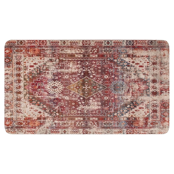 Retro Door Mat, 17 X 30 Inch Boho Orange Farmhouse Cute Tribal Aesthetic Welcome Doormat Decorative Home Floor Mat, Non Slip Rubber Back and Strong Water Absorption for Outdoor Indoor Entrance Decor
