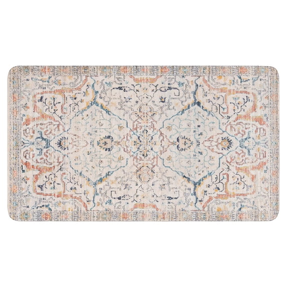 Retro Door Mat, 17 X 30 Inch Boho Pink Carpet Welcome Doormat Decorative Home Floor Mat, Non Slip Rubber Back and Strong Water Absorption for Outdoor Indoor Entrance Decor