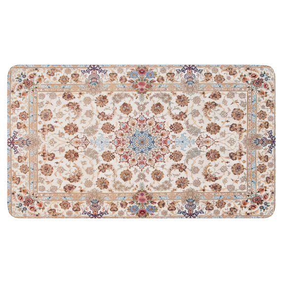 Retro Door Mat, 17 X 30 Inch Boho Pink Carpet Welcome Doormat Decorative Home Floor Mat, Non Slip Rubber Back and Strong Water Absorption for Outdoor Indoor Entrance Decor