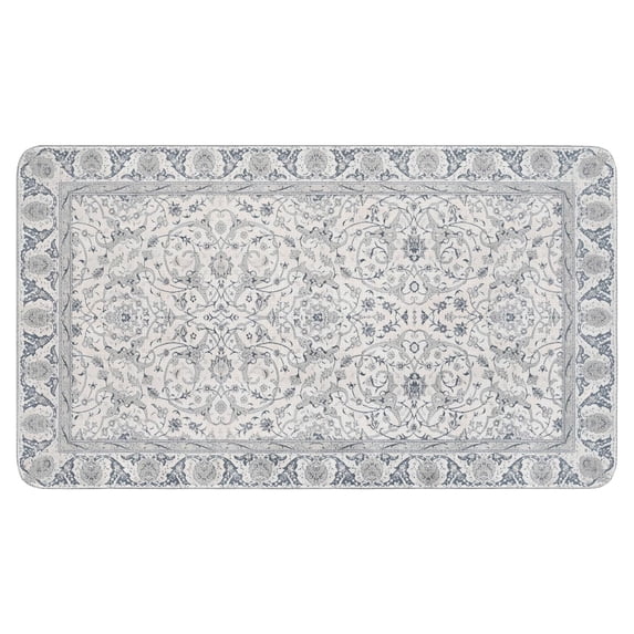 Retro Door Mat, 17 X 30 Inch Boho Vintage Beige Flowers Welcome Doormat Decorative Home Floor Mat, Non Slip Rubber Back and Strong Water Absorption for Outdoor Indoor Entrance Decor