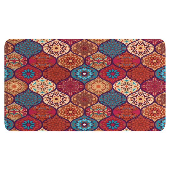 Retro Door Mat, 17 X 30 Inch Boho Vintage Square Pattern (2) Welcome Doormat Decorative Home Floor Mat, Non Slip Rubber Back and Strong Water Absorption for Outdoor Indoor Entrance Decor
