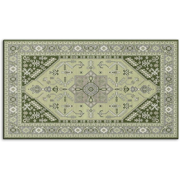 Retro Doormat Vintage Door Mat, Olive Green Non Slip Indoor Floor Mat Bath Rug, Abstract Art Entrance Carpet for Bedroom Kitchen Living Room Bathroom Decor Gift 24"X 36"