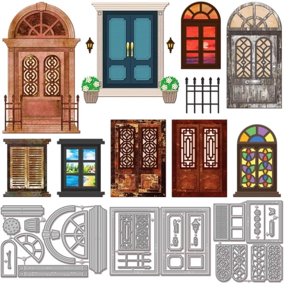 Retro Doors Cutting Dies for Card Making Window Cut Die for DIY Scrapbooking Journal Embossing Paper Craft Decor