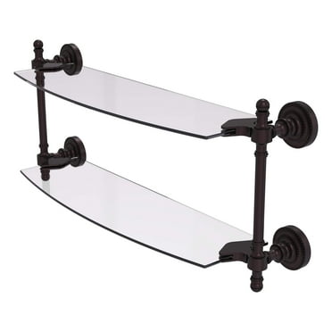 Retro Dot Collection 18-in Two Tiered Glass Shelf in Antique Bronze
