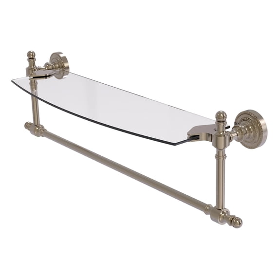 Retro Dot Collection Glass Vanity Shelf with Integrated Towel Bar - Antique Pewter / 18 Inch
