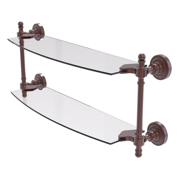 Retro Dot Collection Two Tiered Glass Shelf - Antique Copper / 18 Inch