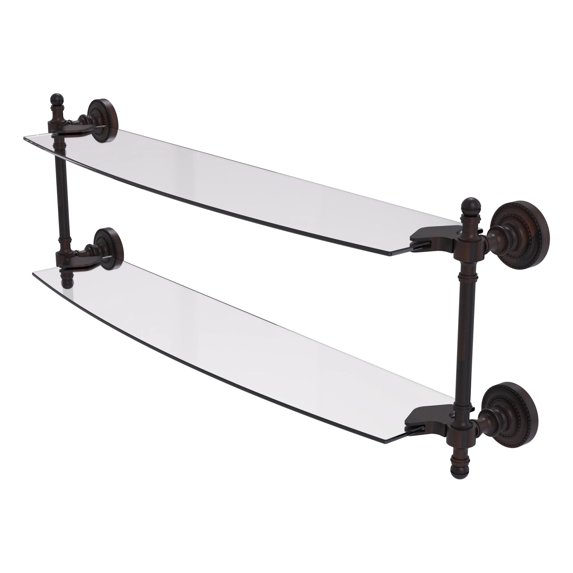 Retro Dot Collection Two Tiered Glass Shelf - Venetian Bronze / 24 Inch