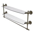 thumbnail image 1 of Retro Dot Collection Two Tiered Glass Shelf with Integrated Towel Bar - Antique Brass / 24 Inch, 1 of 2