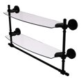 thumbnail image 1 of Retro Dot Collection Two Tiered Glass Shelf with Integrated Towel Bar - Matte Black / 18 Inch, 1 of 7