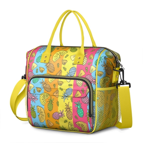 Retro Dots Design Large Lunch Box – Leakproof Insulated Lunch Tote with Classic Polka Dot Print Dual Compartments & Waterproof Material for Adults Teachers & Work