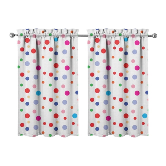 Retro Dots Window Treatment Panels 2 Pack - 27.5Wx39L Inch Semi-Sheer Curtains, Vintage Red Polka Dots, Farmhouse & Rustic Style Decor