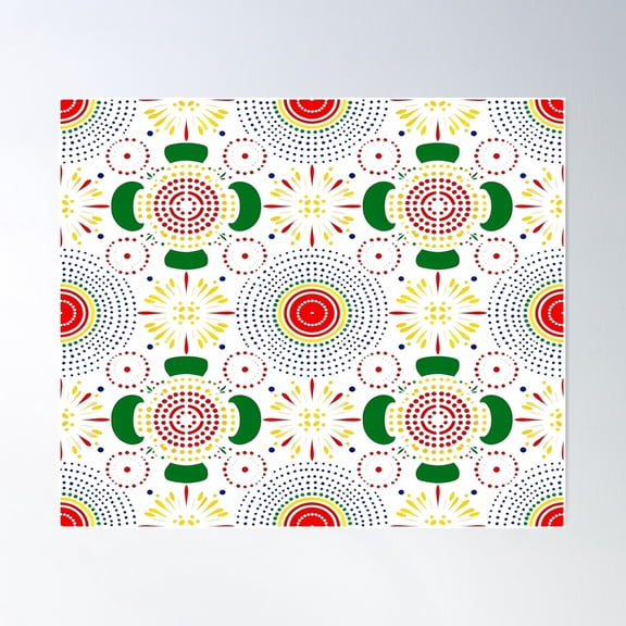 Retro Dotted Green And Orange Iconic Pattern Design Poster Wall Art, Modern Wall Decor For Living Room Bedroom, 30x30 UNFRAMED