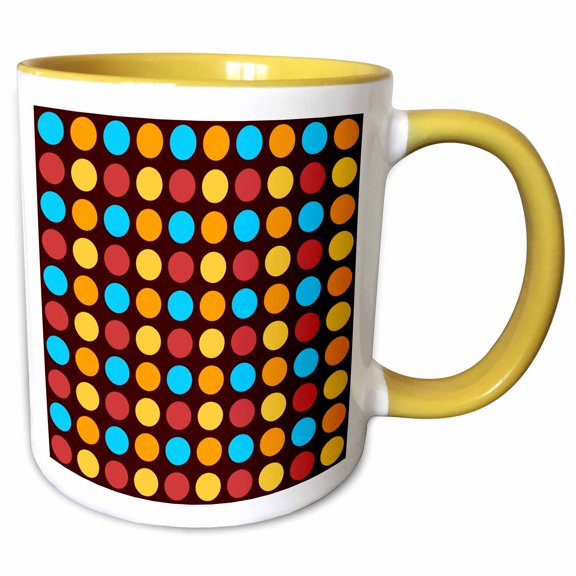 3drose, Retro Dotted Pattern, 15oz Two-tone Yellow Mug