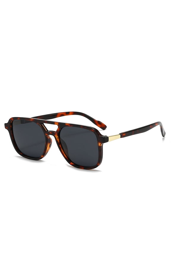 Retro Double Bridge Aviator Sunglasses for Men Women, UV400 Polarized Gradient TAC Rectangle Shades for Driving Beach Travel