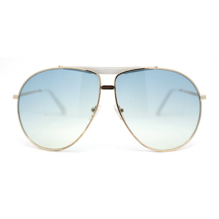 Retro Double Bridge Oversized Aviator Metal Rim Sunglasses  display picture 2